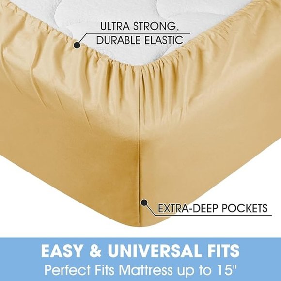 4 Pieces Microfiber Bed Sheet Set - 15 Inch Deep Pocket Sheets, Wrinkle … - Picture 8 of 9